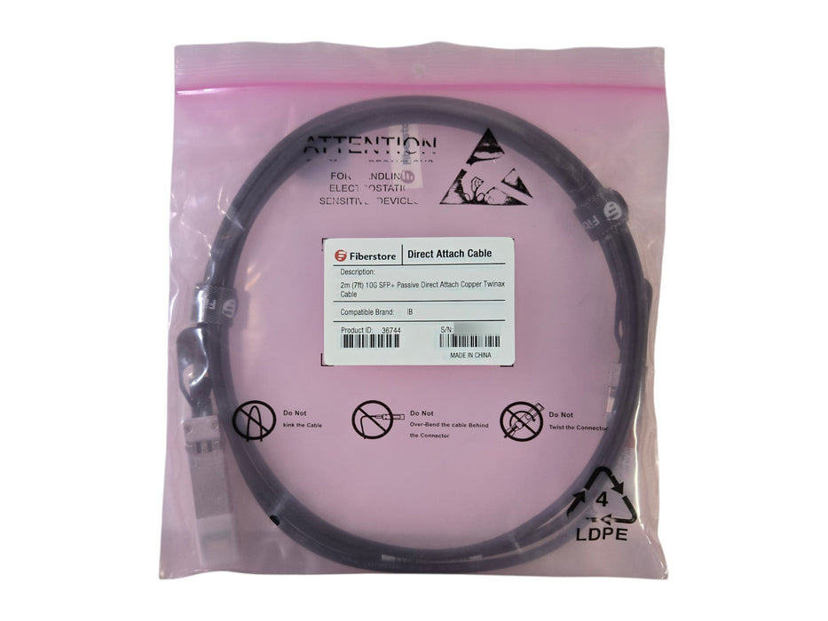 Fiberstore 36744 - 2m 10G SFP+ Passive Direct Attach Copper Twinax Cable