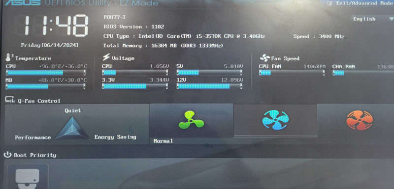 Custom PC/ASUS P8H77-I, i5-3570K 3.40GHz, 16GB DDR3, No HDD !