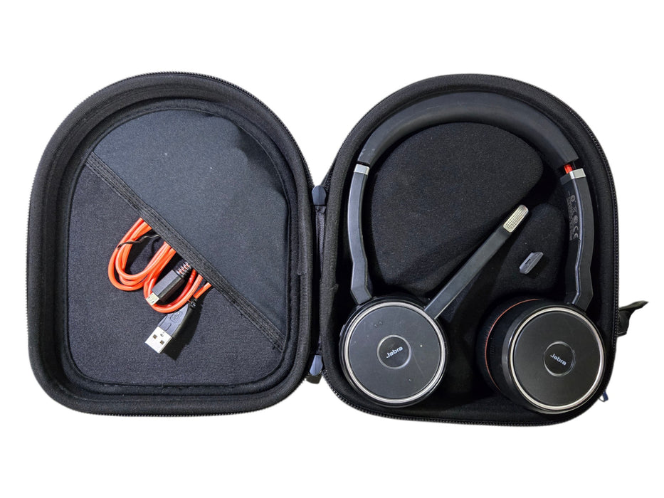 Jabra Evolve 75 Wireless Stereo On-Ear Headset with Case and USB Cable