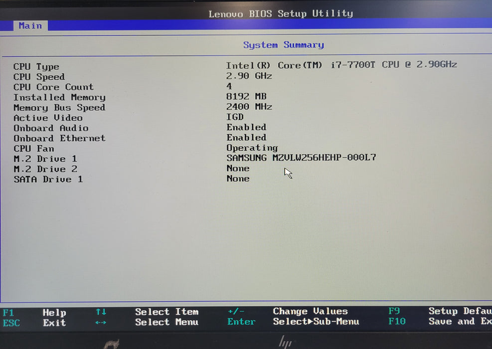 Lenovo ThinkCentre M910q, Core i7-7700T 2.90GHz, 8GB RAM, 256GB Nvme, WiFi, READ