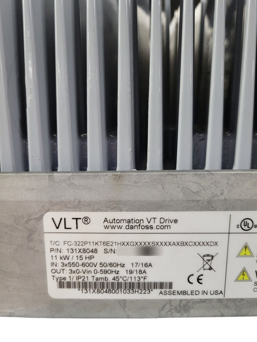Danfoss VLT Automation VT Drive FC-322 11kW 15HP 131X8048