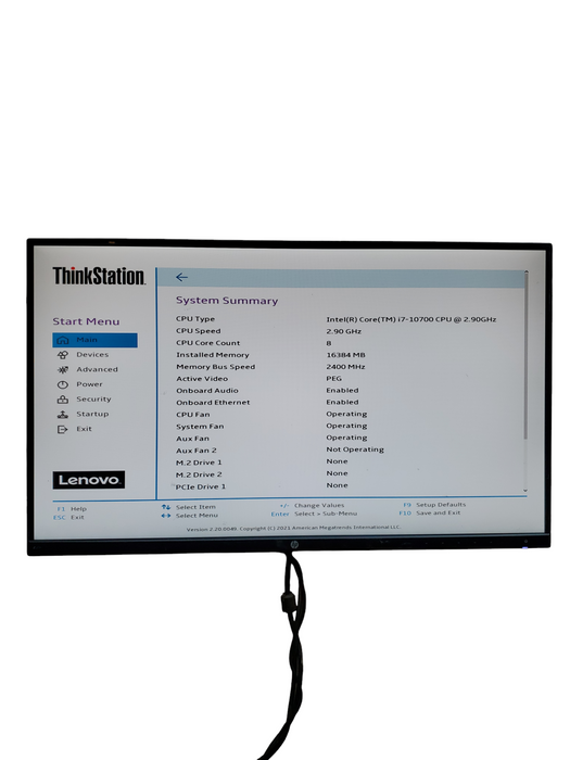Lenovo ThinkStation P340 Tower Intel Core i7-10700 2.90GHz 16GB QUADRO -P2200