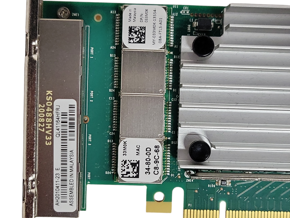 Dell 033M0K QLogic QL41164HFRJ Quad Port 10Gb RJ45 PCIe Network Card, FH Bracket