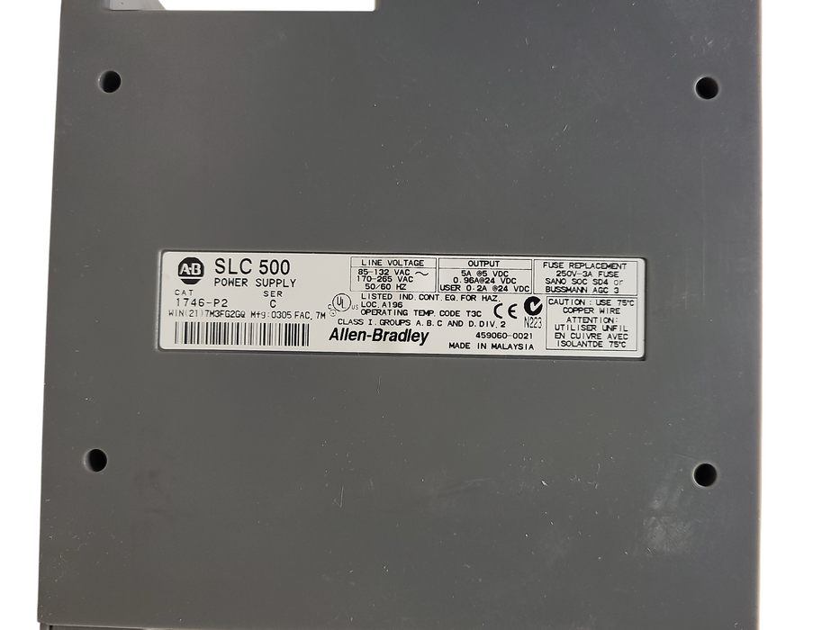 Allen Bradley 1746-A7 1746-P2 SLC 500 Power Supply 7-Slot I/O Chassis Rack