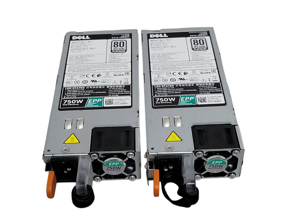 Lot of 2x Dell 0W8R3C 750w Power edge R630 R730 T430 T630 power supplies