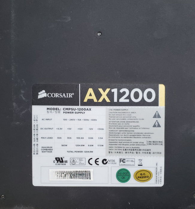 Corsair AX1200 CMPSU-1200AX - 1200W Fully Modular ATX Power Supply *READ*