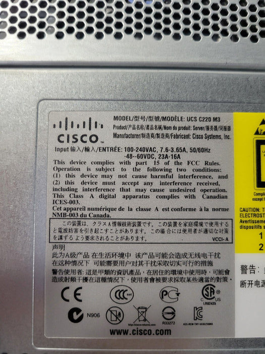 Cisco UCS C220 M3 - Xeon E5-2609 128GB LSI MegaRAID 9271-8i 2x 650W PSU