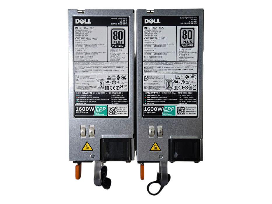 Lot of 2x Dell D1600E-S0 - 1600W 80 PLUS Platinum Server Power Supply