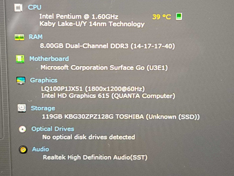 Microsoft Surface GO | Pentium | 8GB DDR3| 128 GB SSD  Î² BudLap