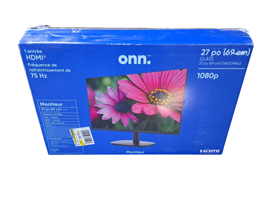 Onn 27"  75 Hz LED-Backlit LCD Monitor with Stand | Model ONA21HO001C