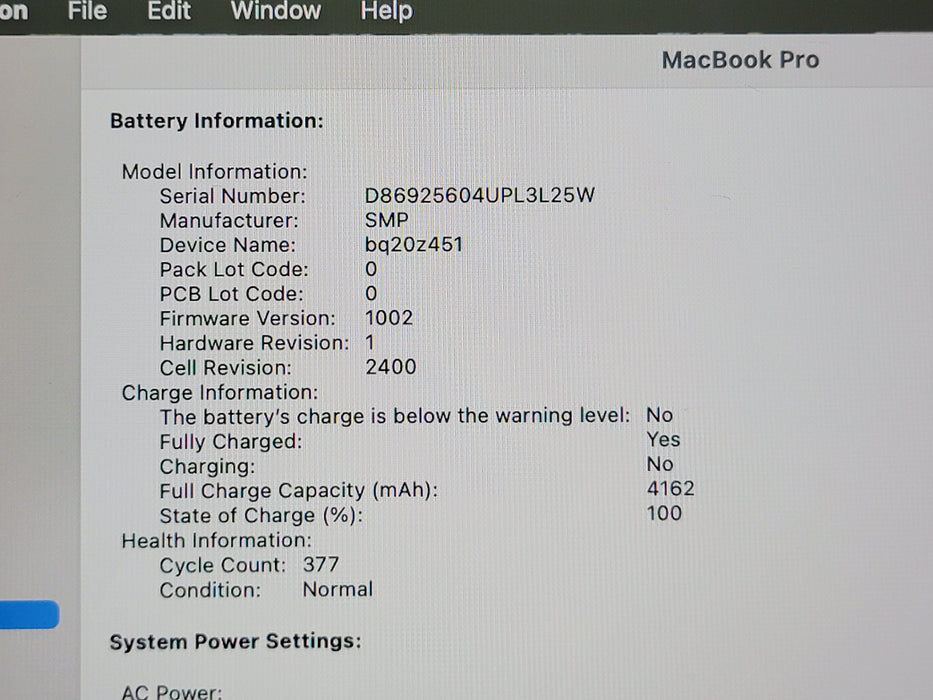 Apple Macbook Pro 2019 13" Core i5-8257U @ 1.4GHz 8GB DDR3 250GB SSD [A2159 | A]