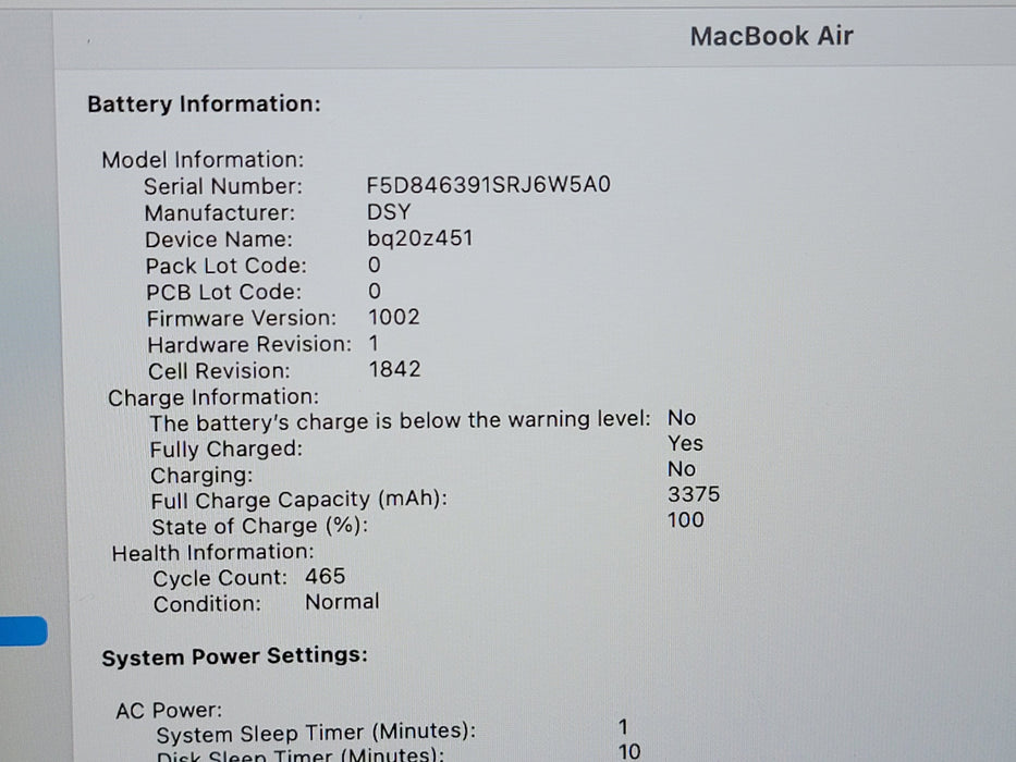 Apple Macbook Air 2018 13" 2-Core i5-8210Y @ 1.6GHz 8GB DDR3 120GB SSD [A1932]