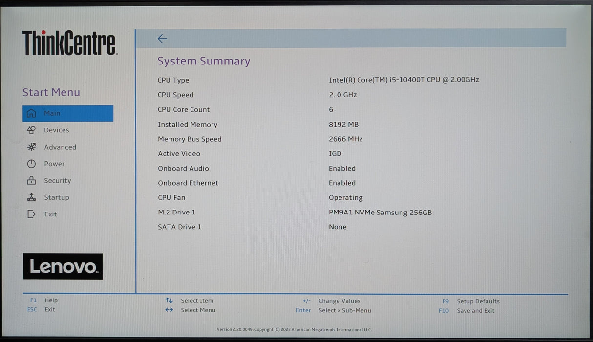 Lenovo ThinkCentre M70q, i5-10400T 2.00GHz, 8GB DDR4, 256GB NVMe