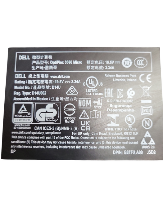 Dell OptiPlex 3080 Micro USFF | Intel i5-10100T | 8GB DDR4  | No HDD