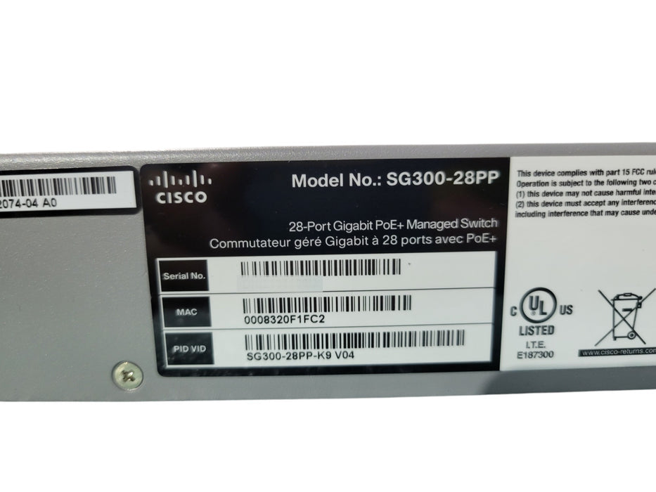 Cisco SG300-28PP - 28-Port Gigabit PoE+ Managed Switch