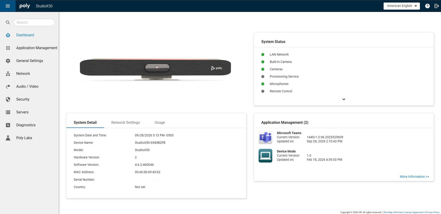 Polycom Poly Studio X50 4K Video Conference Bar | Factory Reset