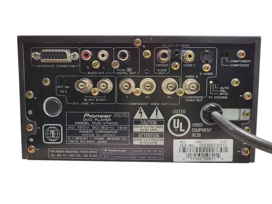 Pioneer DVD-V7400 - Industrial DVD Player NTSC PAL RS-232C