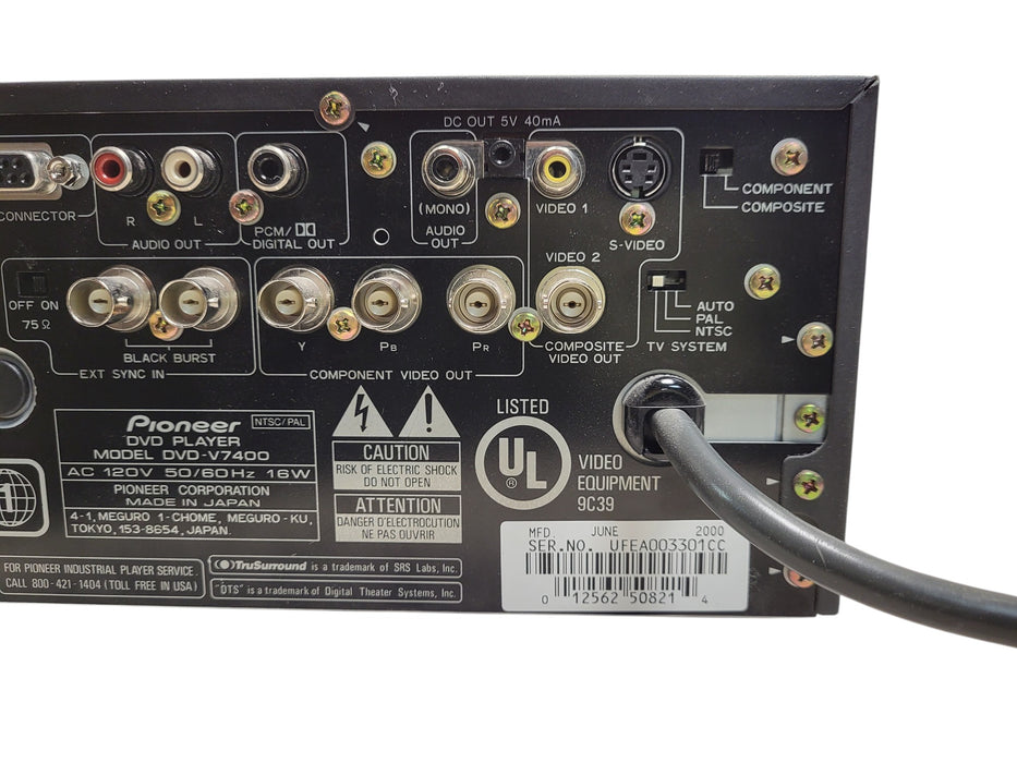 Pioneer DVD-V7400 - Industrial DVD Player NTSC PAL RS-232C