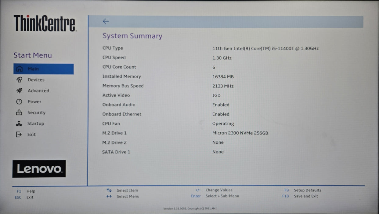 Lenovo ThinkCentre M70q Gen 2 - i5-11400T 16GB RAM 256GB NVMe Tiny PC