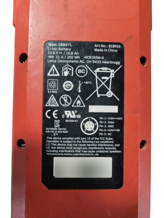 Leica GEB371 - External Li-Ion Battery 14.8V 16.8Ah 250Wh 818916 (READ)