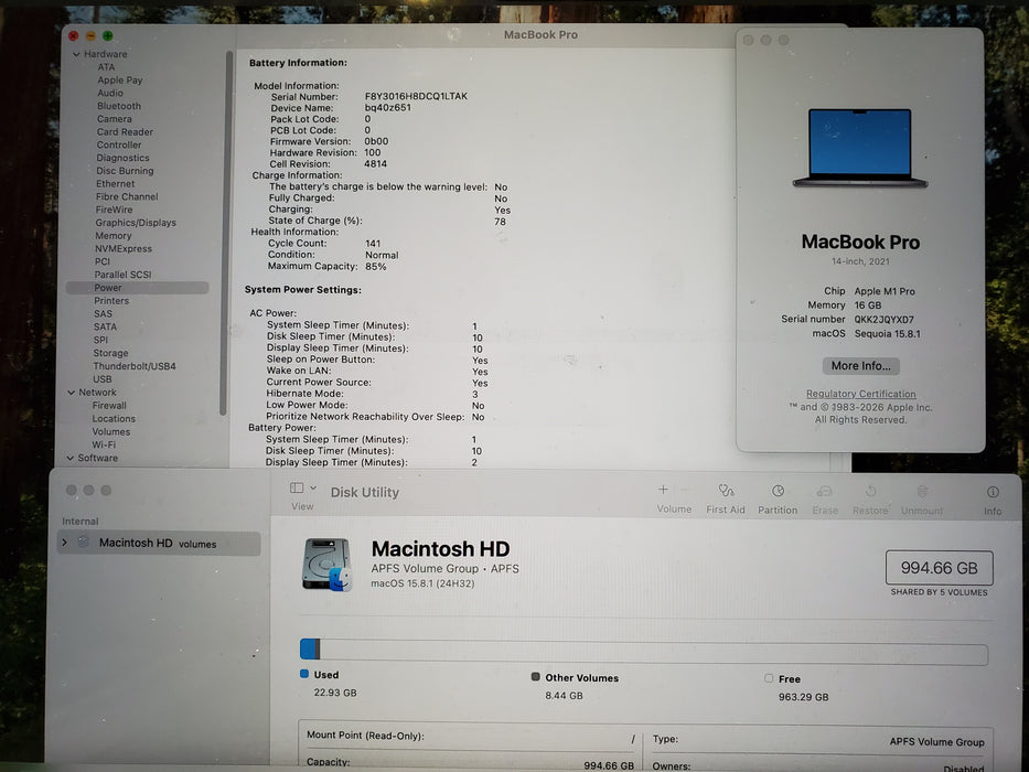 Apple 14" MacBook Pro M1 Pro 2021 A2442 16GB 1TB SSD READ
