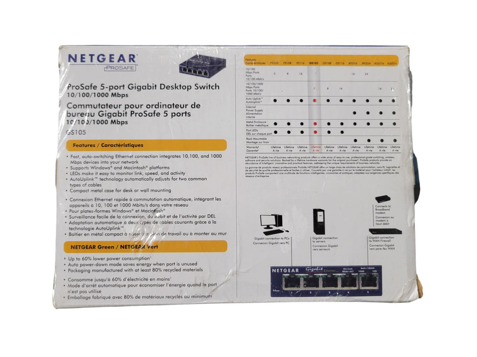 Netgear ProSafe GS105 - 5-Port Gigabit Desktop Switch