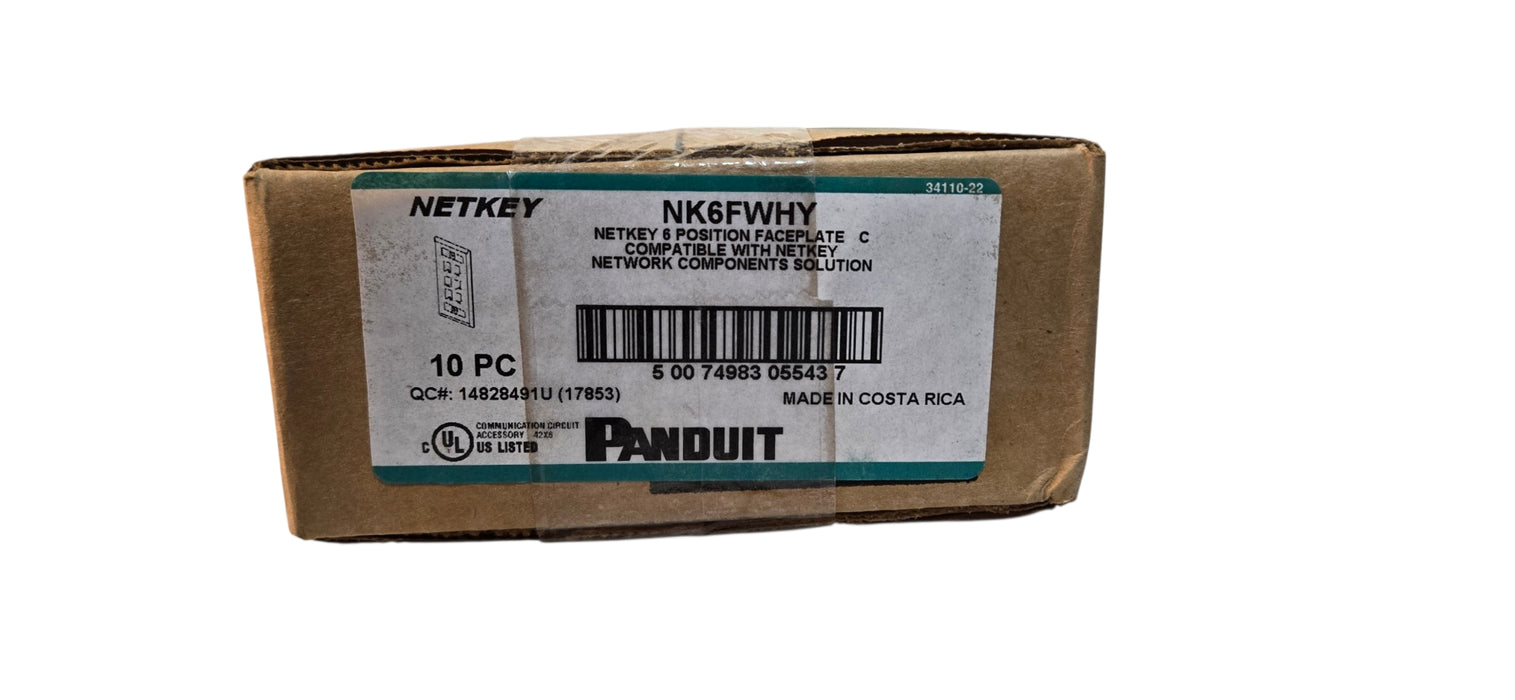 Brand New Panduit NK6FWHY NetKey 6-Port Faceplate  6-Position (Box of 10 pieces)