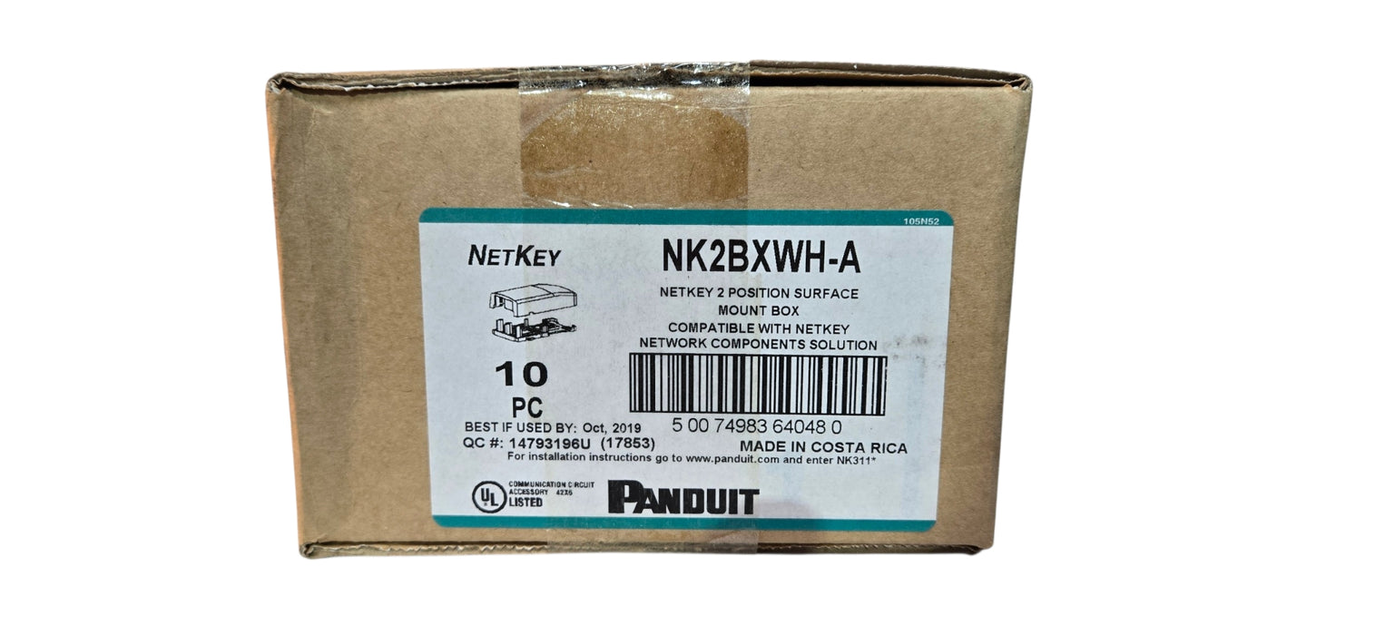 Brand New Panduit NK2BXWH-A NetKey 2-Position Surface Mount Box – 10-Pack