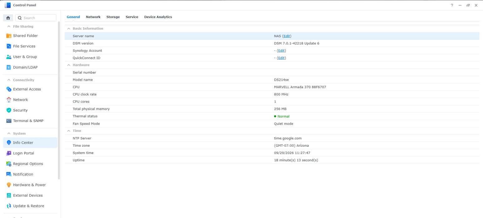 Synology DiskStation DS214se - 2-Bay NAS Marvell Armada 370 256MB 2x 2TB HDD
