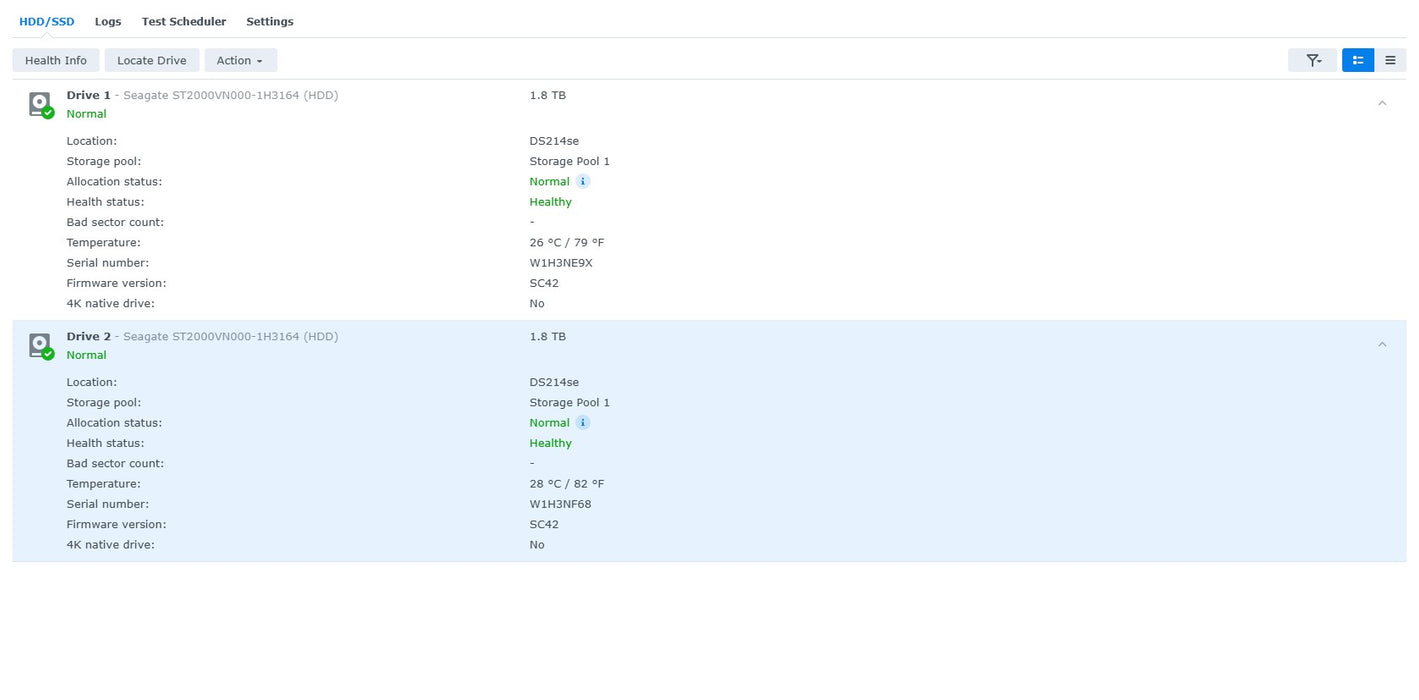Synology DiskStation DS214se - 2-Bay NAS Marvell Armada 370 256MB 2x 2TB HDD