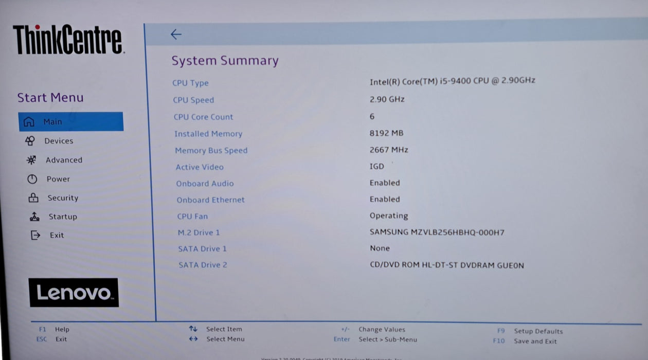 Lenovo ThinkCentre M720e | Intel i5-9400 | 8GB DDR4 | 256GB SSD