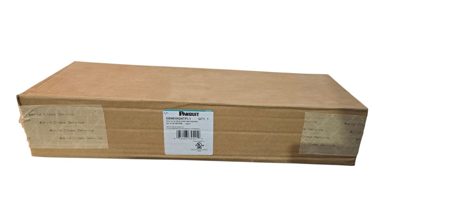 Panduit GB4B0624TPI-1 Tin-Plated Copper Ground Bar 1/4x4x20