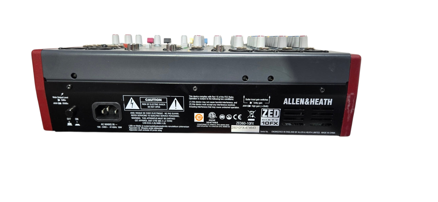 Allen & Heath ZED-10FX 10-Channel Analog Mixer AS-IS