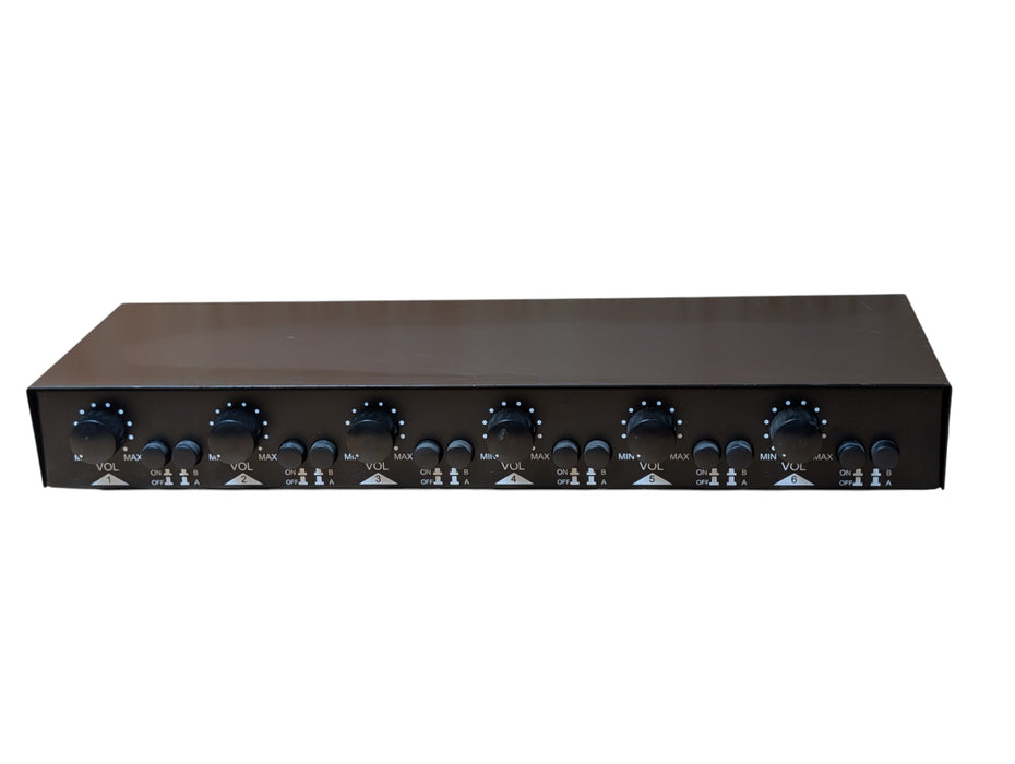 6-Zone Multi-Channel Speaker Selector Switch with Volume Controls Dual Input