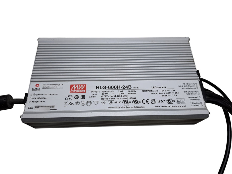 Mean Well HLG-600H-24B - 600W 24V 25A Switching LED Power Supply IP67