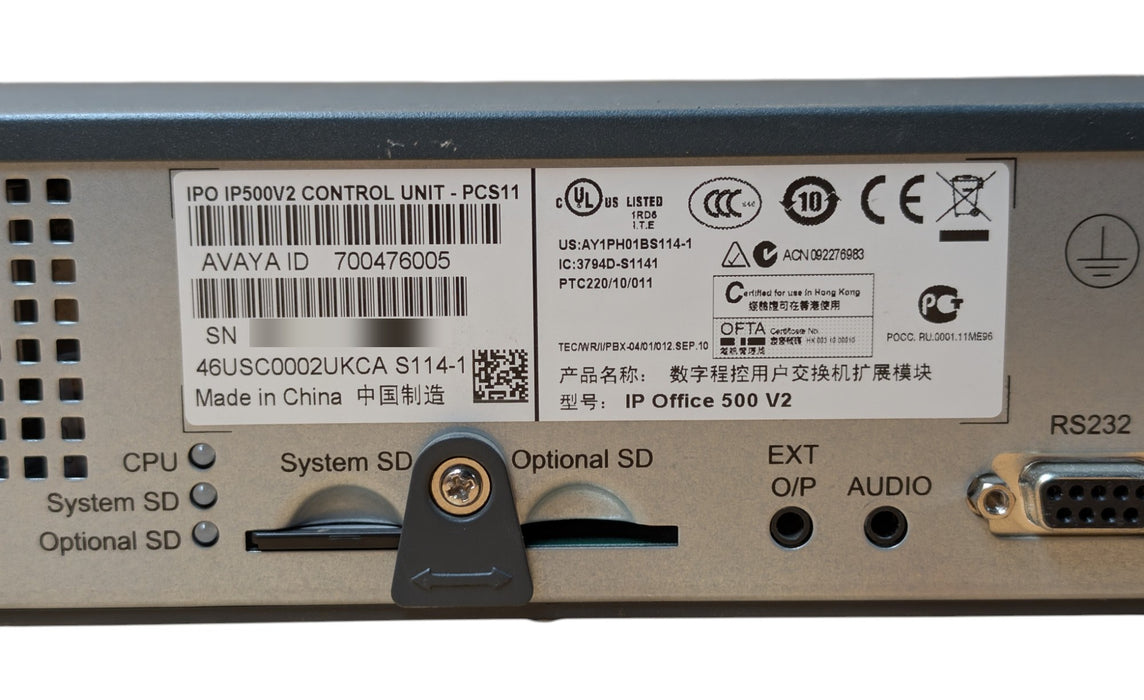 Avaya IP Office 500 V2 - Control Unit IPO IP500V2 700476005 with Modules