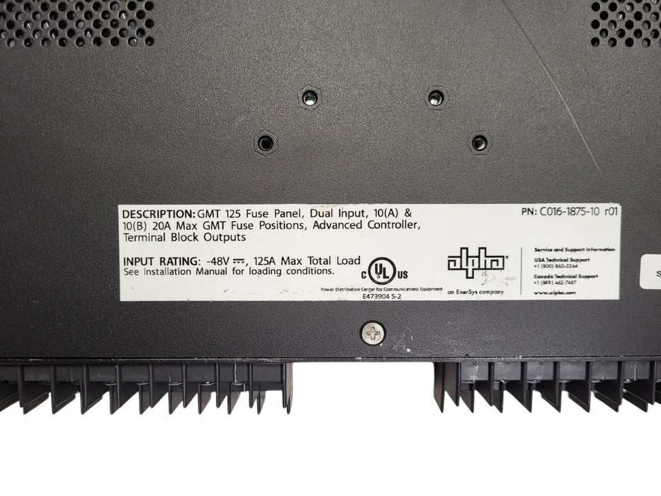 Alpha C016-1875-10 r01 GMT 125 Fuse Panel Dual Input 10/10 Positions
