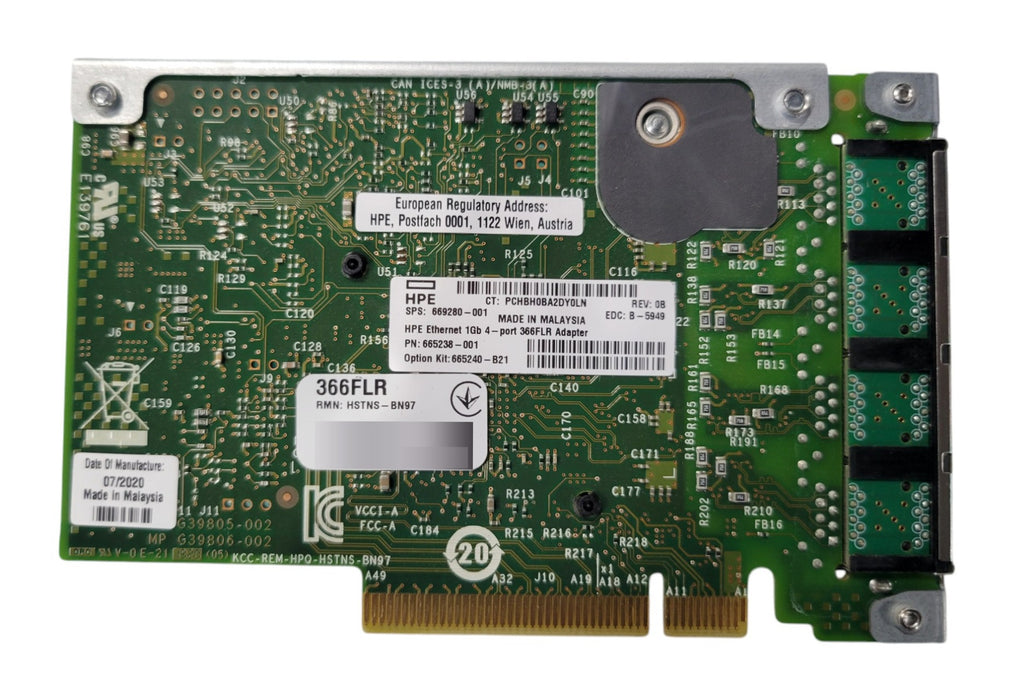 HPE 366FLR Ethernet 1Gb 4-Port Adapter 665240-B21 669280-001