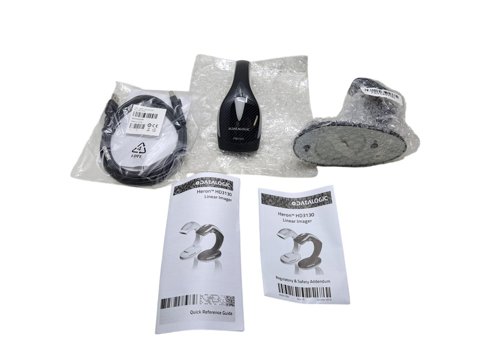 Datalogic Heron HD3130 - 1D Linear Imager Barcode Scanner USB Kit with Stand