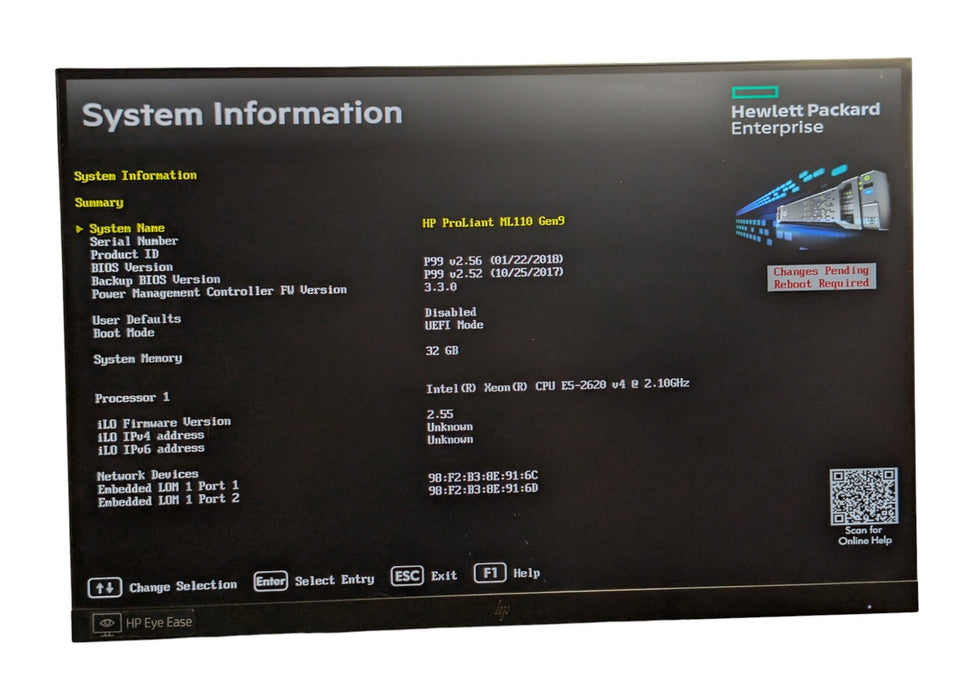 HPE ProLiant ML110 Gen9 - Xeon E5-2620 v4 32GB RAM B140i 2x 750W PSU