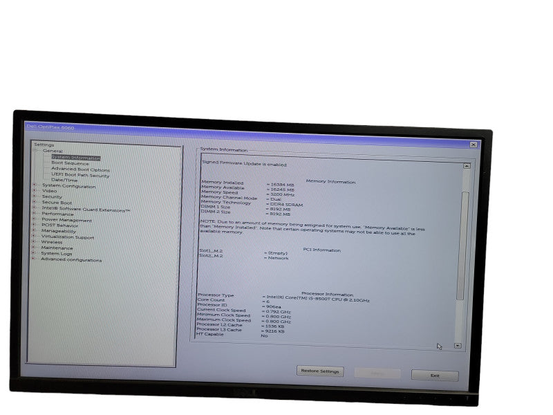 Dell OptiPlex 5060 Micro i5 - 8500T CPU @ 2.10GHz 16GB DDR4 Ram QÎ¸