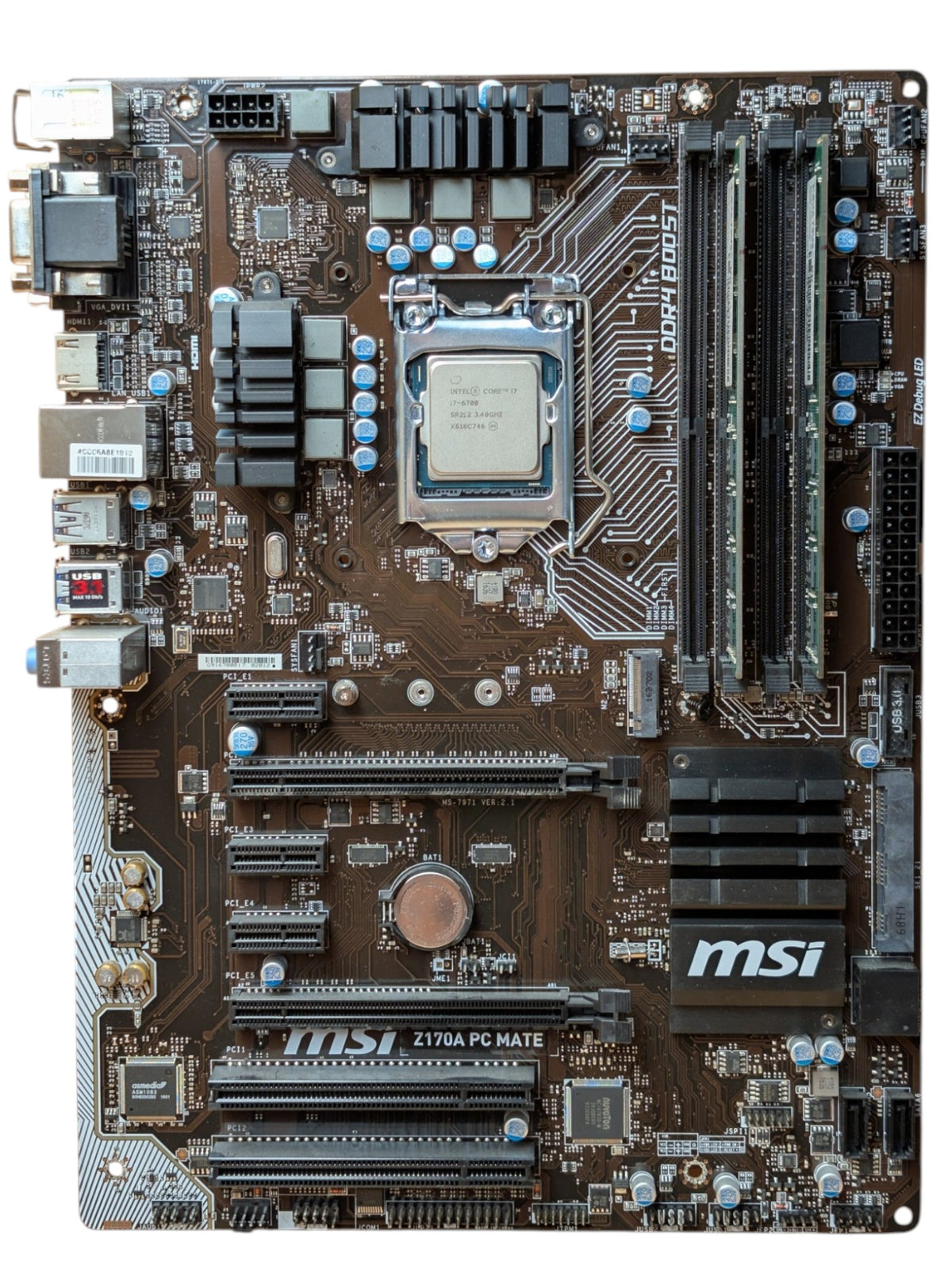 MSI Z170A PC MATE - Core i7-6700 3.40GHz 16GB DDR4 Motherboard