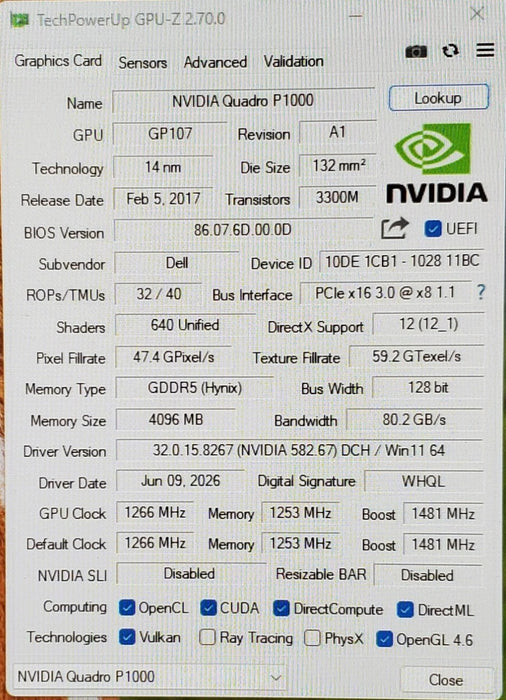 NVIDIA Quadro P1000 4GB GDDR5 Graphics Card | 4xMiniDP