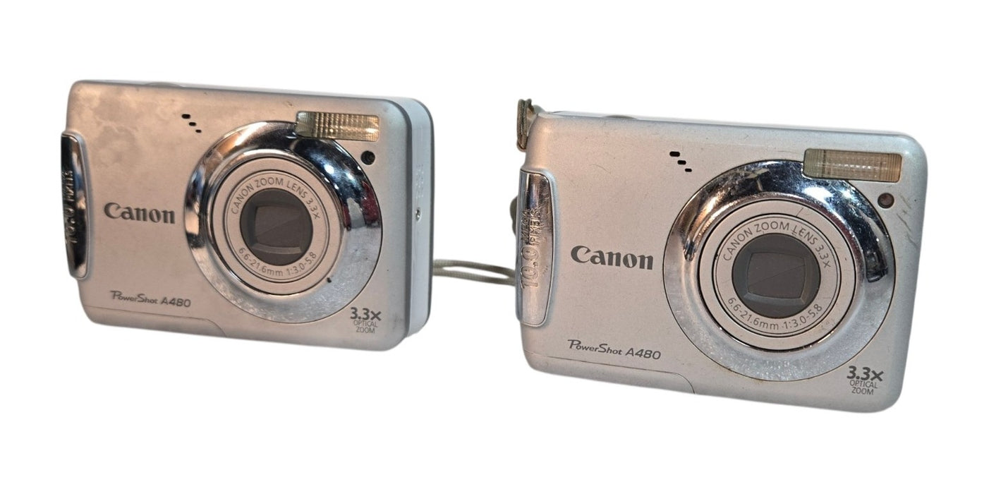 Lot of 2 Canon PowerShot A480 - 10.0MP 3.3x Optical Zoom Digital Cameras|READ