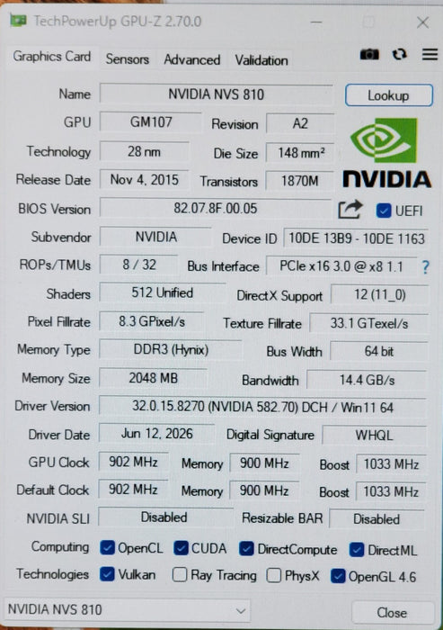 NVIDIA NVS 810 4GB DDR3 Graphics Card - 8x MiniDP