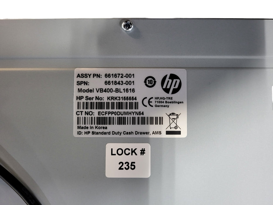 HP VB400-BL1616 Standard Duty Cash Drawer - 661672-001 QT457AA#ABA