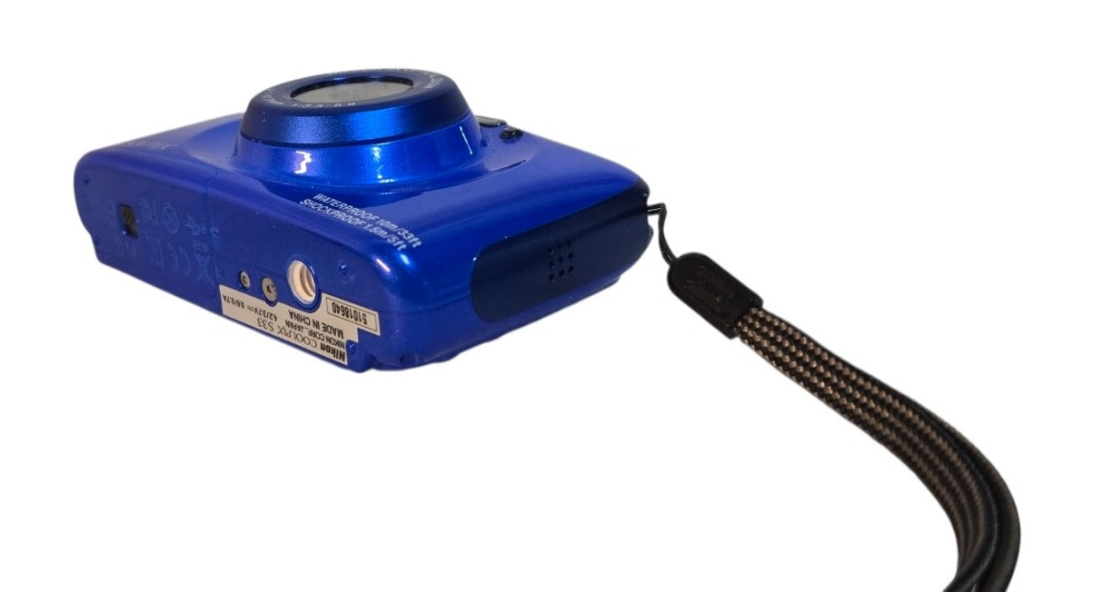Nikon COOLPIX S33 13.2MP Waterproof Digital Camera Blue with EN-EL19 Battery