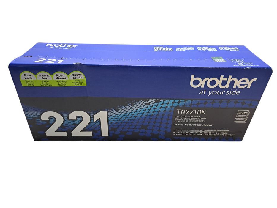 Brother TN221BK Genuine OEM Black Toner Cartridge 2,500 Pages New Sealed