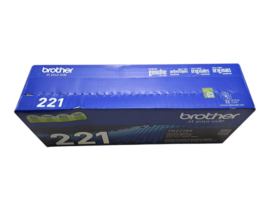 Brother TN221BK Genuine OEM Black Toner Cartridge 2,500 Pages New Sealed