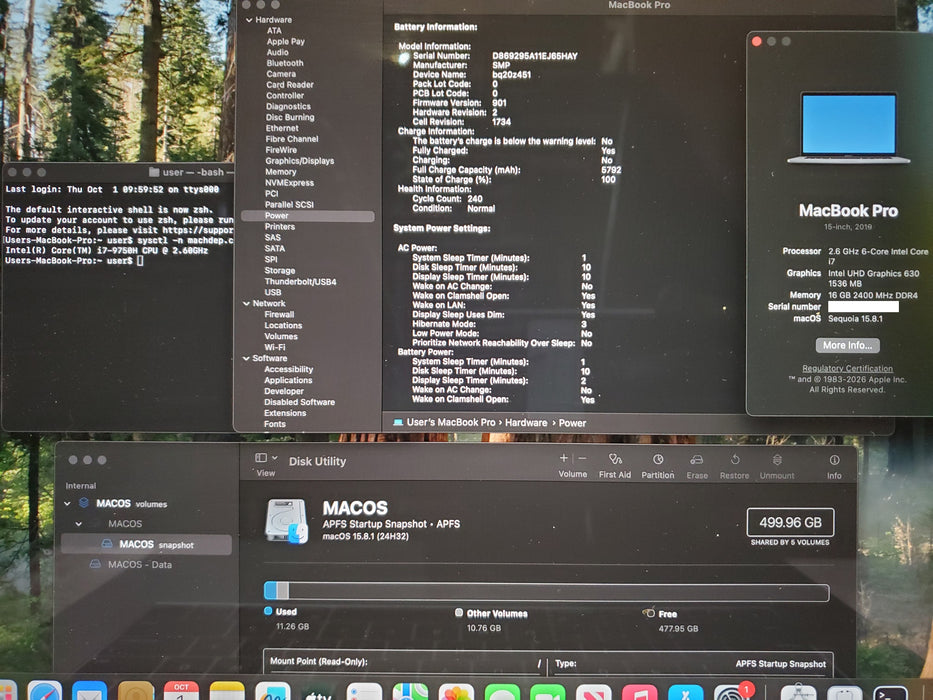 2019 MacBook Pro A1990 15" i7-9750H @2.6GHz 16GB RAM 500GB SSD